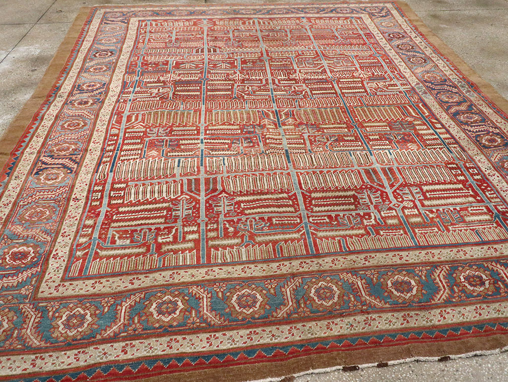 Antique Persian Bakshaish Room Size Carpet, No.31686 - Staging