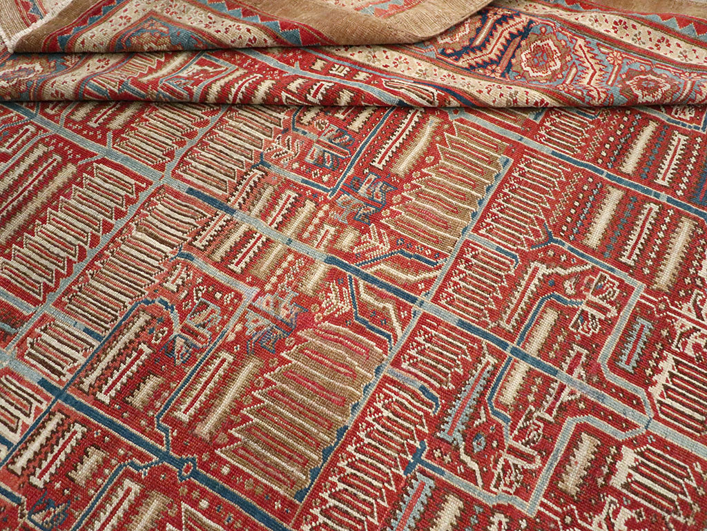 Antique Persian Bakshaish Room Size Carpet, No.31686 - Staging