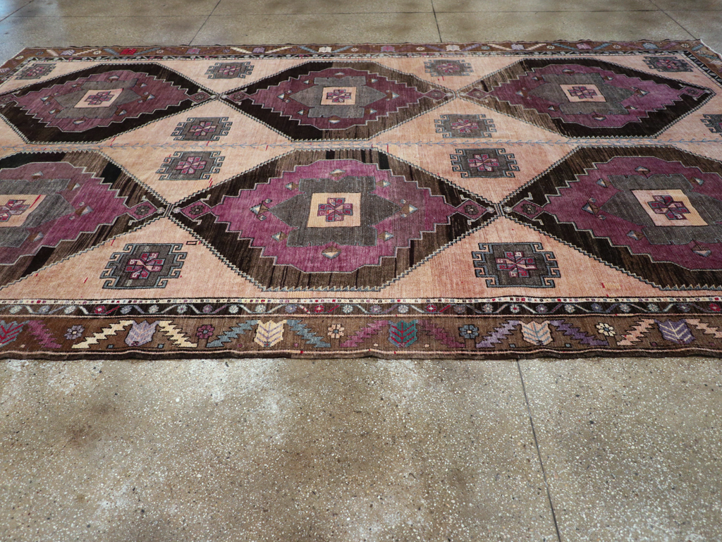 Vintage Turkish Anatolian Tribal Long Room Size Carpet, No.31692 - Staging