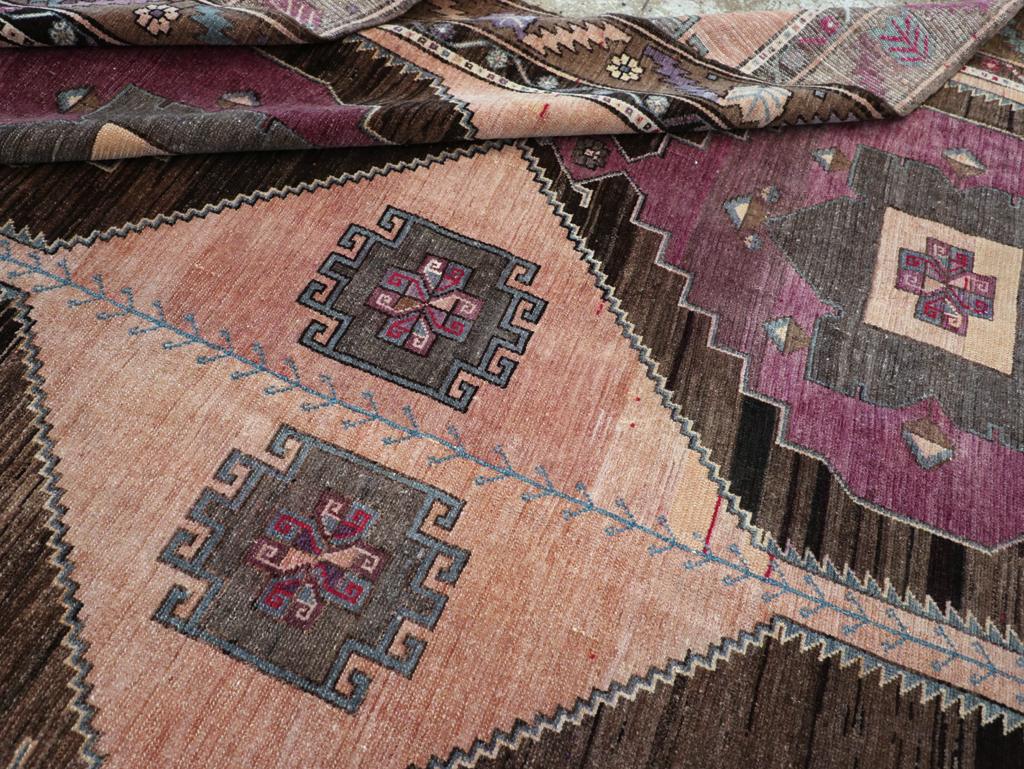 Vintage Turkish Anatolian Tribal Long Room Size Carpet, No.31692 - Staging