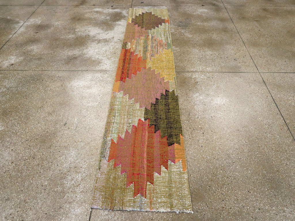 Modern Turkish Flatweave Runner, No.31697 - Staging