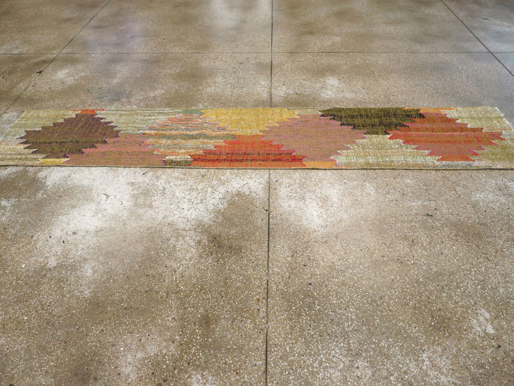 Modern Turkish Flatweave Runner, No.31697 - Staging