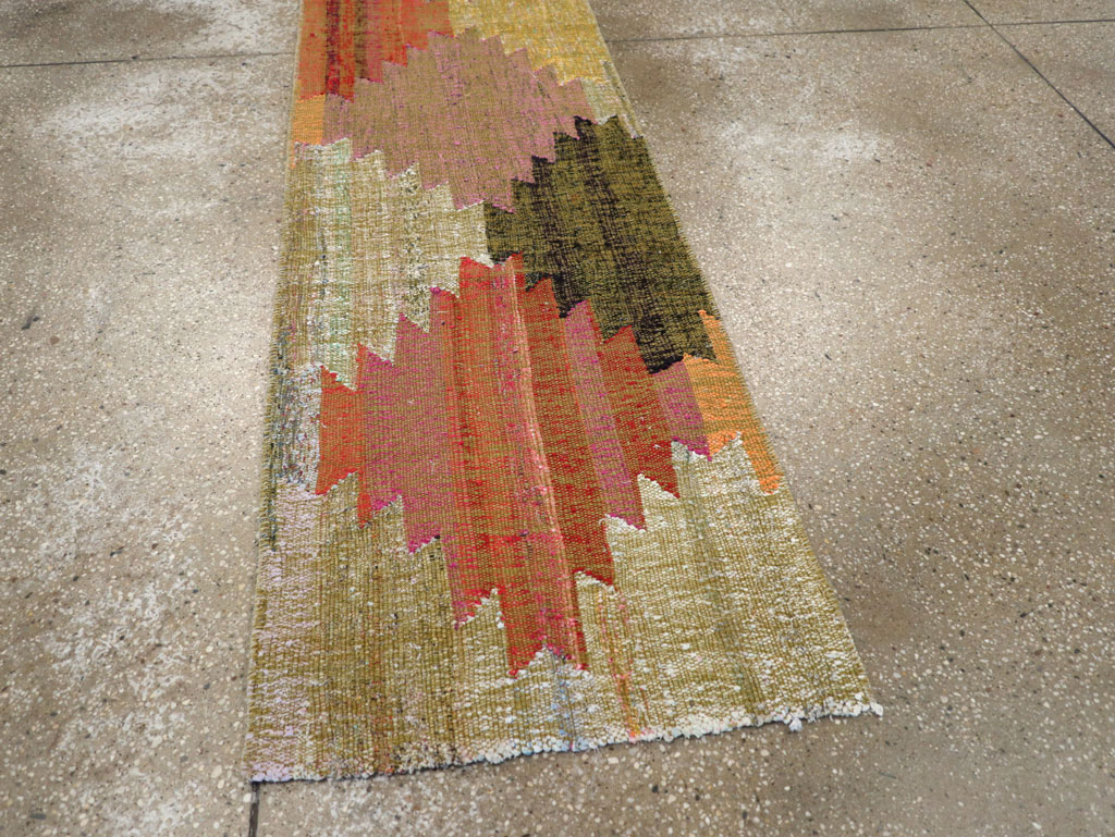 Modern Turkish Flatweave Runner, No.31697 - Staging