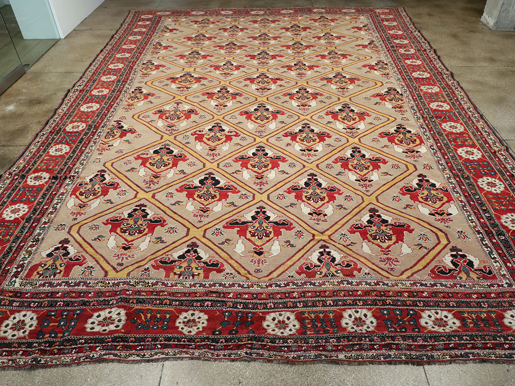 Antique Persian Bakhtiari Oversize Carpet, No.31708 - Staging