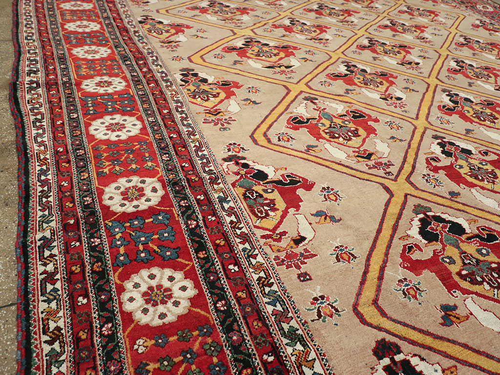 Antique Persian Bakhtiari Oversize Carpet, No.31708 - Staging