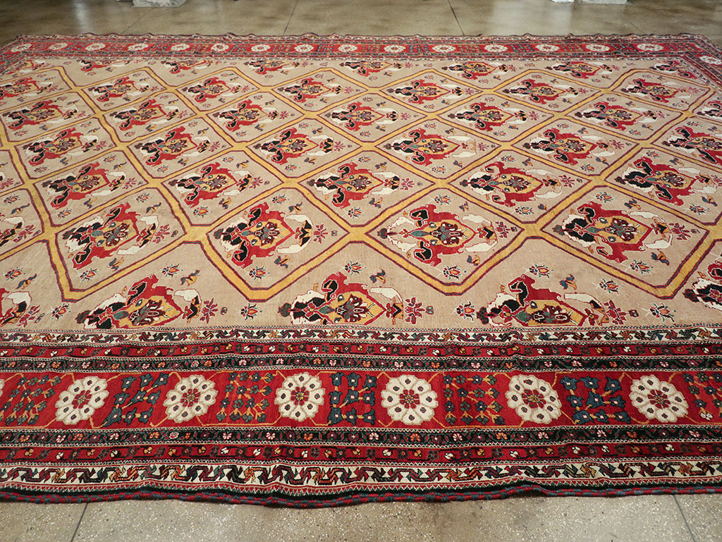 Antique Persian Bakhtiari Oversize Carpet, No.31708 - Staging
