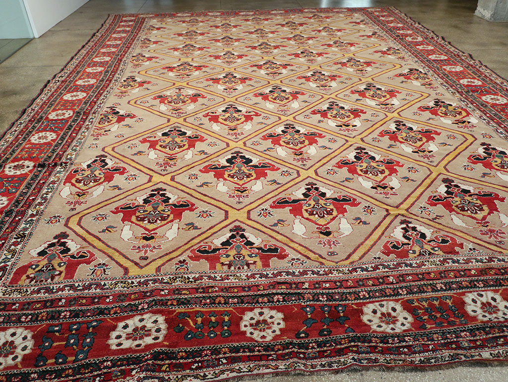 Antique Persian Bakhtiari Oversize Carpet, No.31708 - Staging