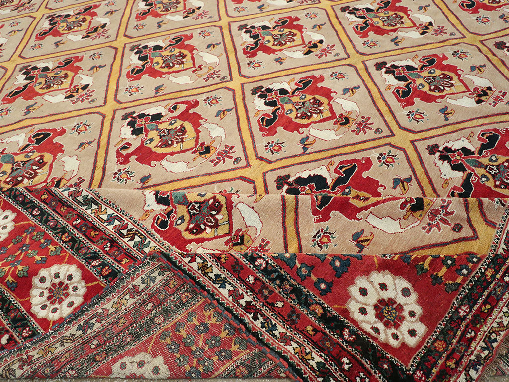 Antique Persian Bakhtiari Oversize Carpet, No.31708 - Staging