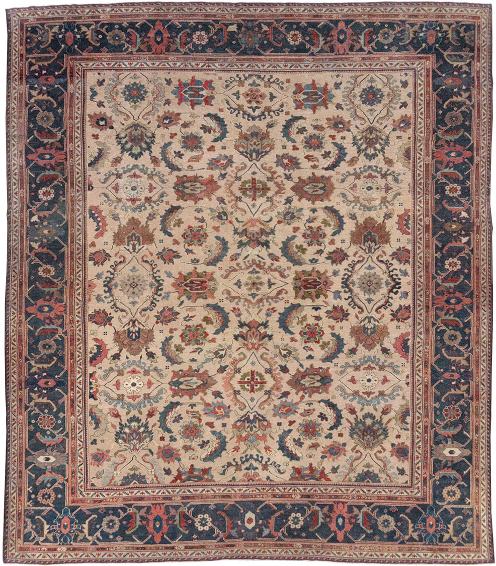 Antique Persian Mahal Room Size Carpet, No.31712 - Staging
