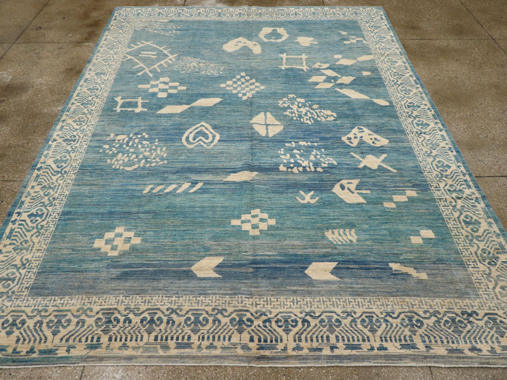 Modern East Turkestan Khotan Room Size Carpet, No.31714 - Staging