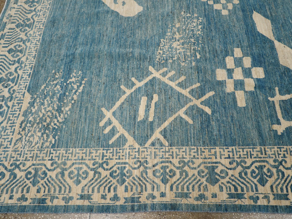 Modern East Turkestan Khotan Room Size Carpet, No.31714 - Staging