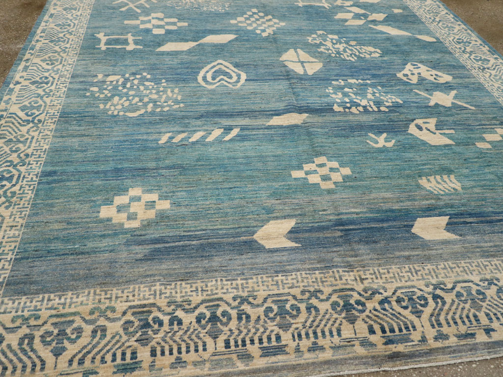 Modern East Turkestan Khotan Room Size Carpet, No.31714 - Staging