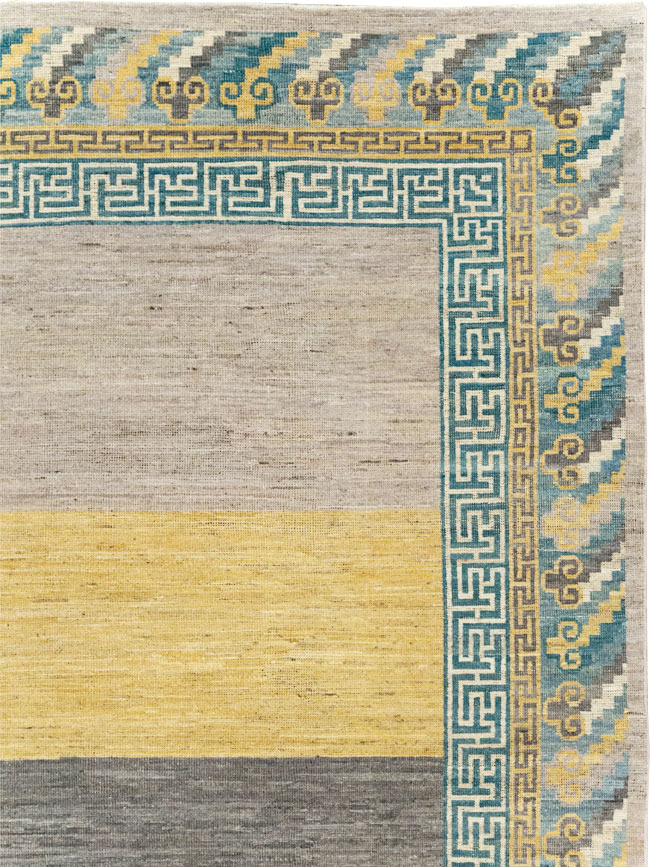Modern East Turkestan Khotan Room Size Carpet, No.31715 - Staging