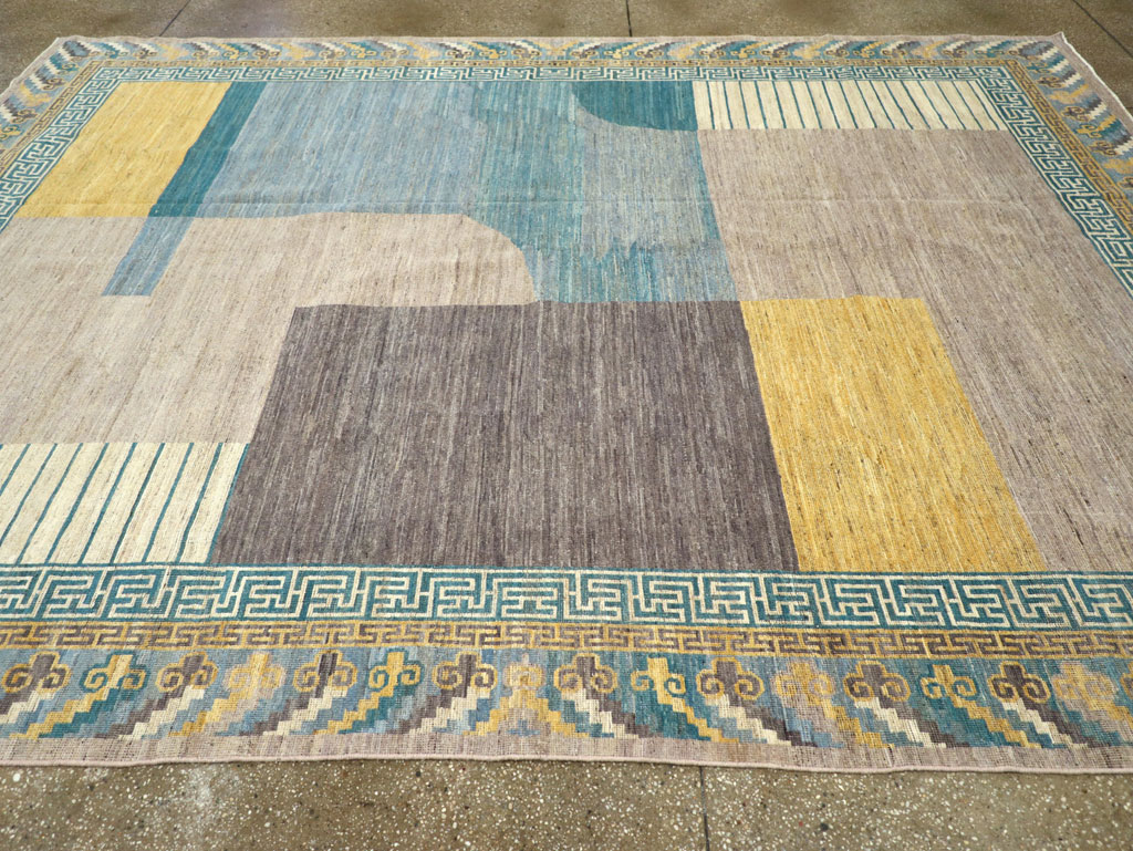 Modern East Turkestan Khotan Room Size Carpet, No.31715 - Staging