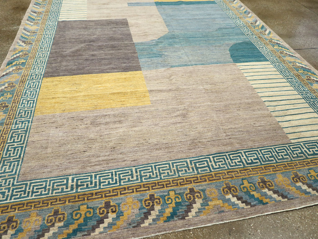 Modern East Turkestan Khotan Room Size Carpet, No.31715 - Staging