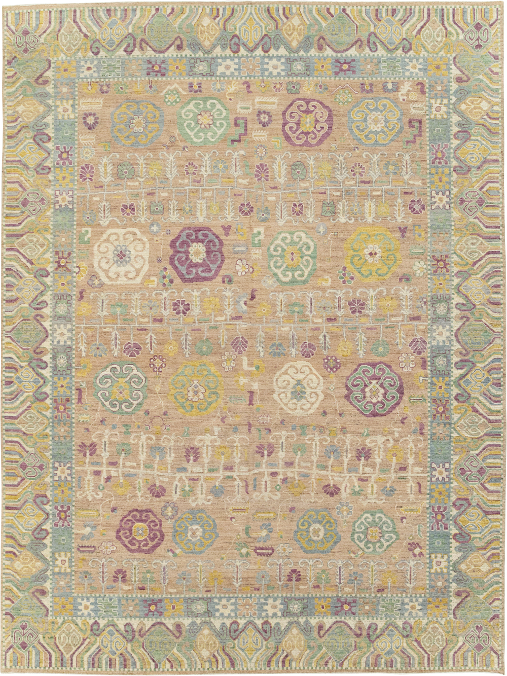 Modern East Turkestan Khotan Room Size Carpet, No.31716 - Staging