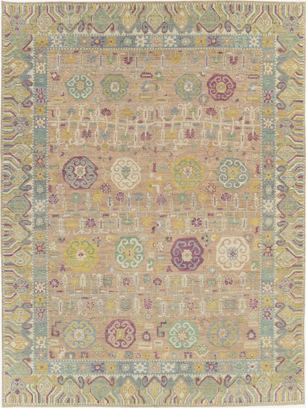 Modern East Turkestan Khotan Room Size Carpet, No.31716 - Staging