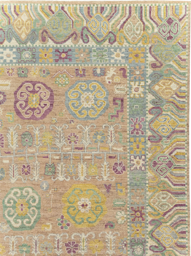 Modern East Turkestan Khotan Room Size Carpet, No.31716 - Staging