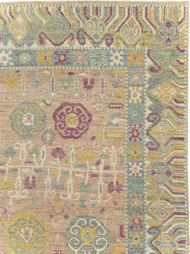 Modern East Turkestan Khotan Room Size Carpet, No.31716 - Staging