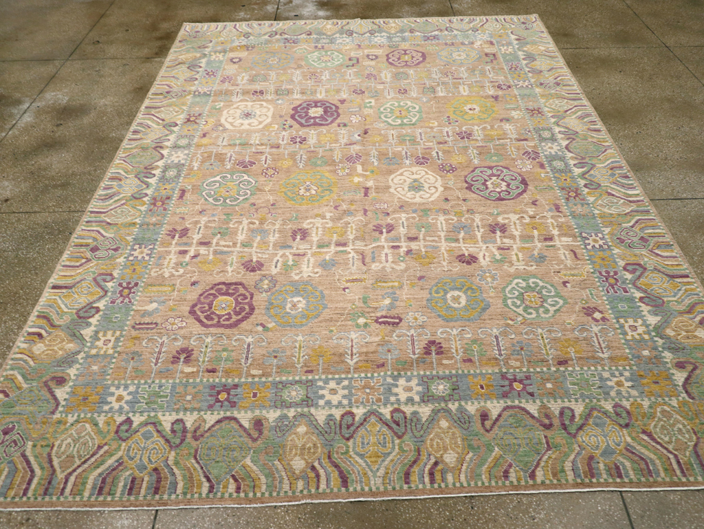 Modern East Turkestan Khotan Room Size Carpet, No.31716 - Staging