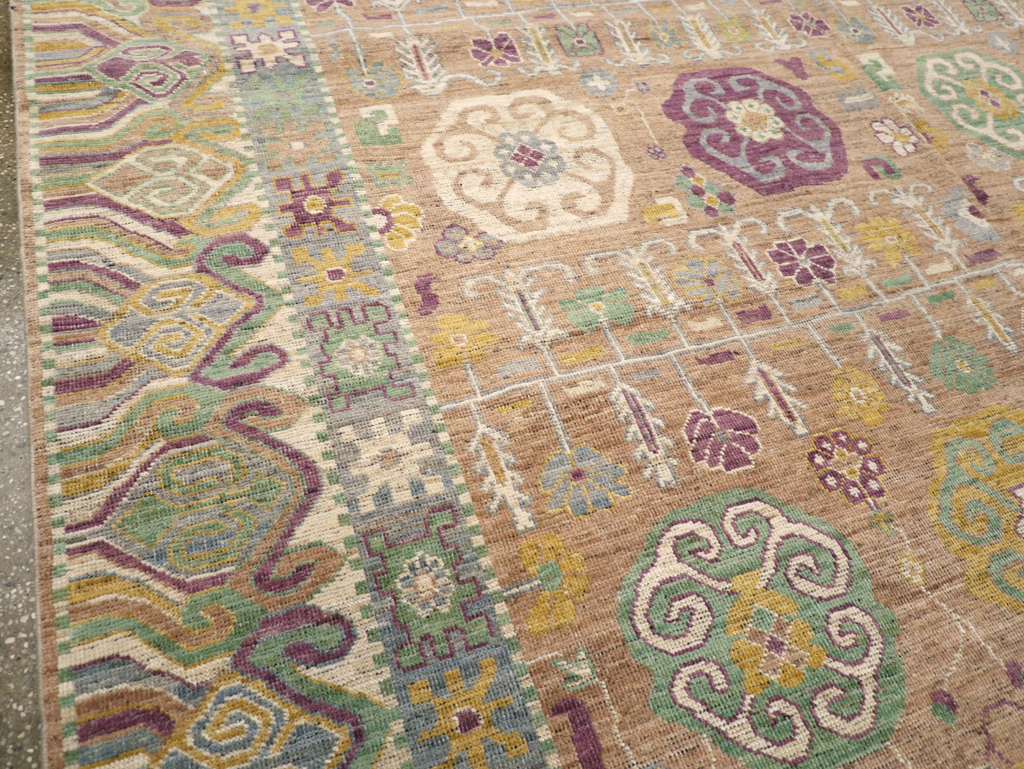 Modern East Turkestan Khotan Room Size Carpet, No.31716 - Staging