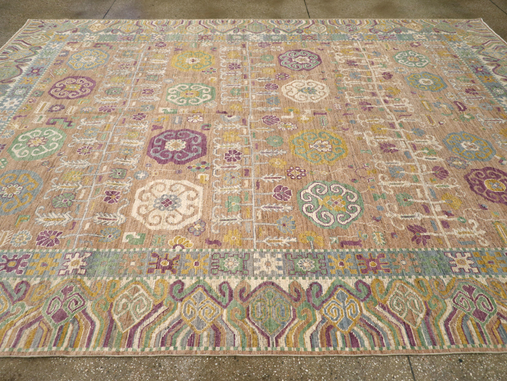 Modern East Turkestan Khotan Room Size Carpet, No.31716 - Staging
