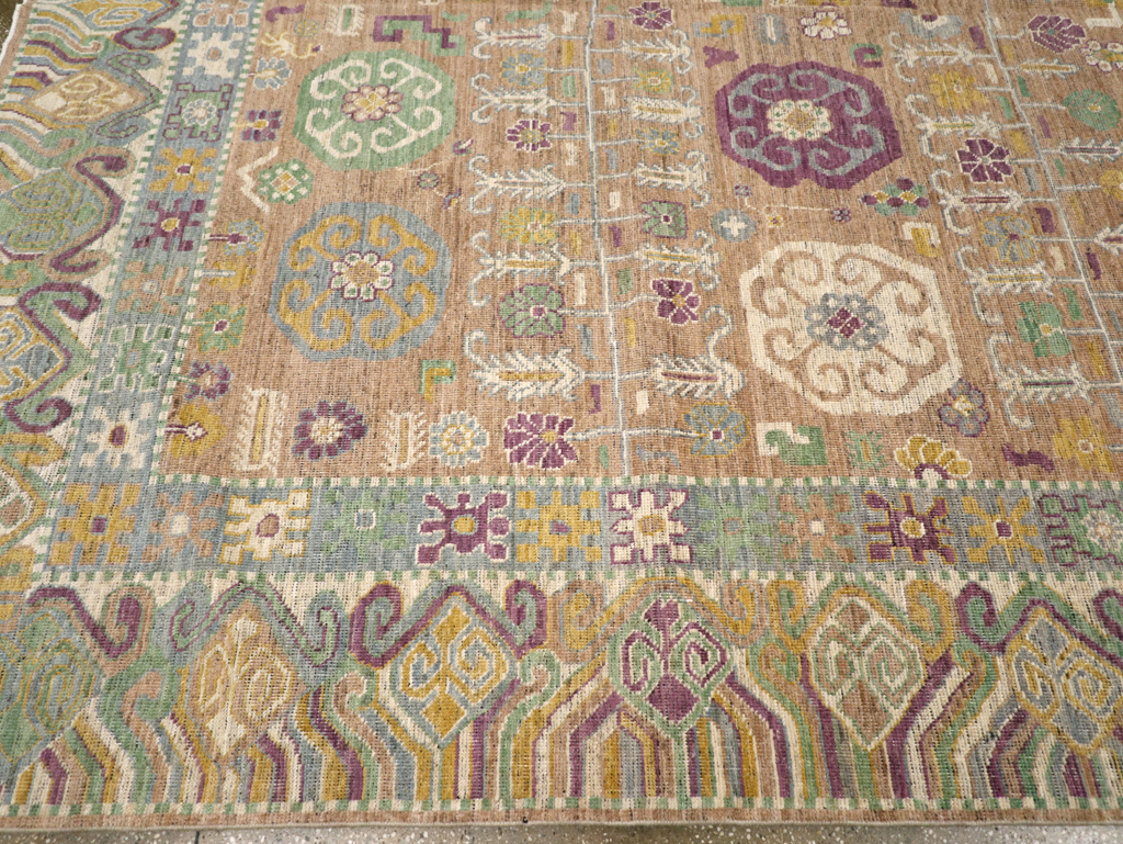 Modern East Turkestan Khotan Room Size Carpet, No.31716 - Staging