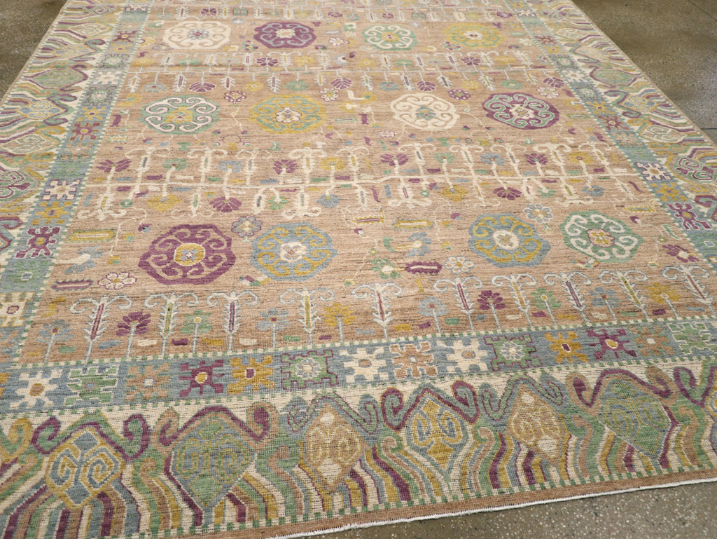 Modern East Turkestan Khotan Room Size Carpet, No.31716 - Staging