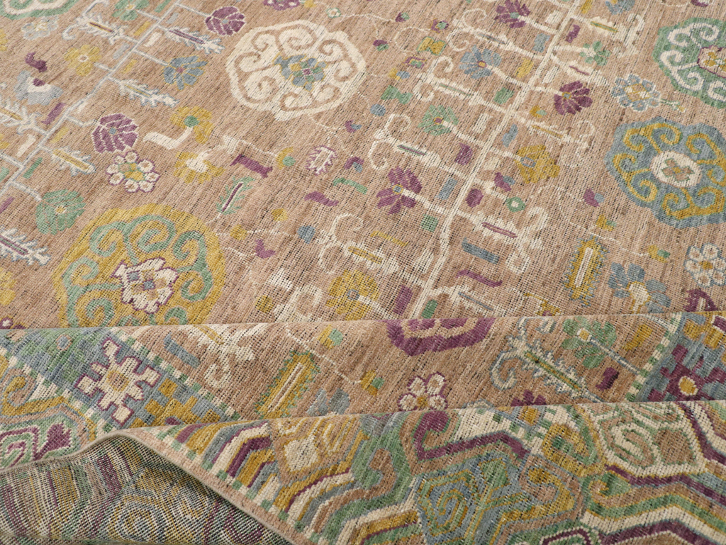 Modern East Turkestan Khotan Room Size Carpet, No.31716 - Staging