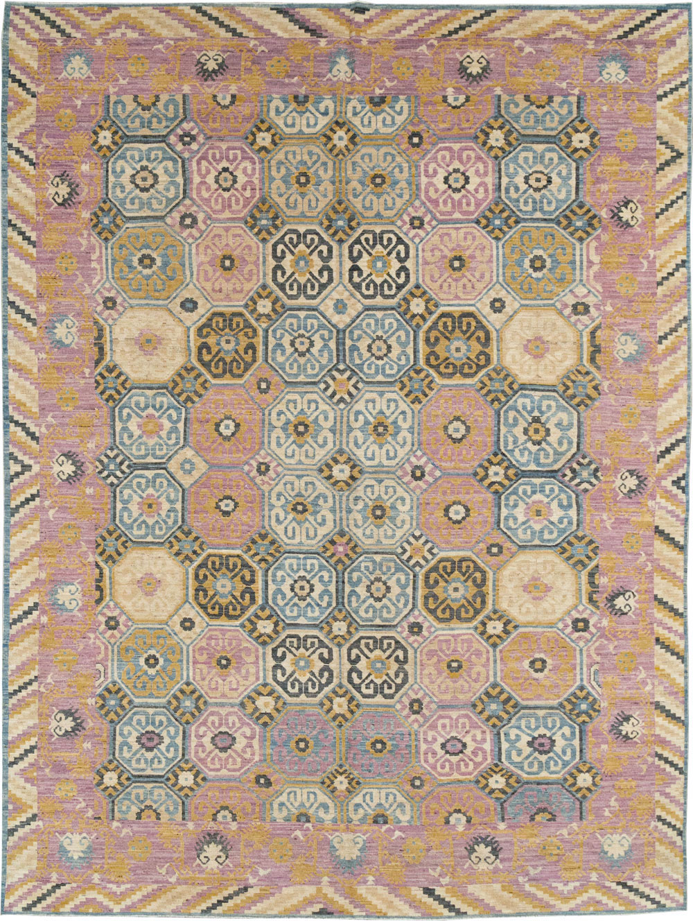 Contemporary East Turkestan Khotan Room Size Carpet, No.31719 - Staging