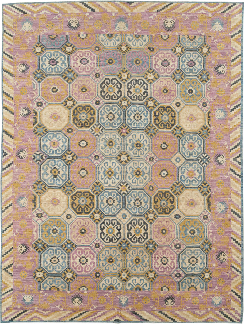 Contemporary East Turkestan Khotan Room Size Carpet, No.31719 - Staging
