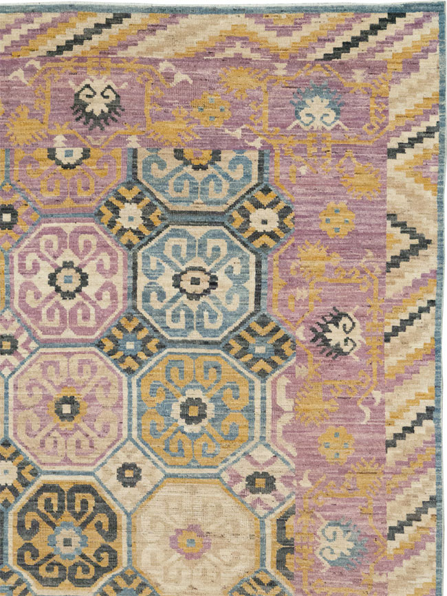 Contemporary East Turkestan Khotan Room Size Carpet, No.31719 - Staging