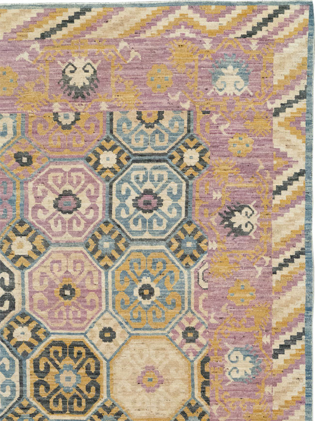 Contemporary East Turkestan Khotan Room Size Carpet, No.31719 - Staging
