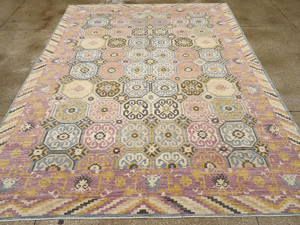 Contemporary East Turkestan Khotan Room Size Carpet, No.31719 - Staging