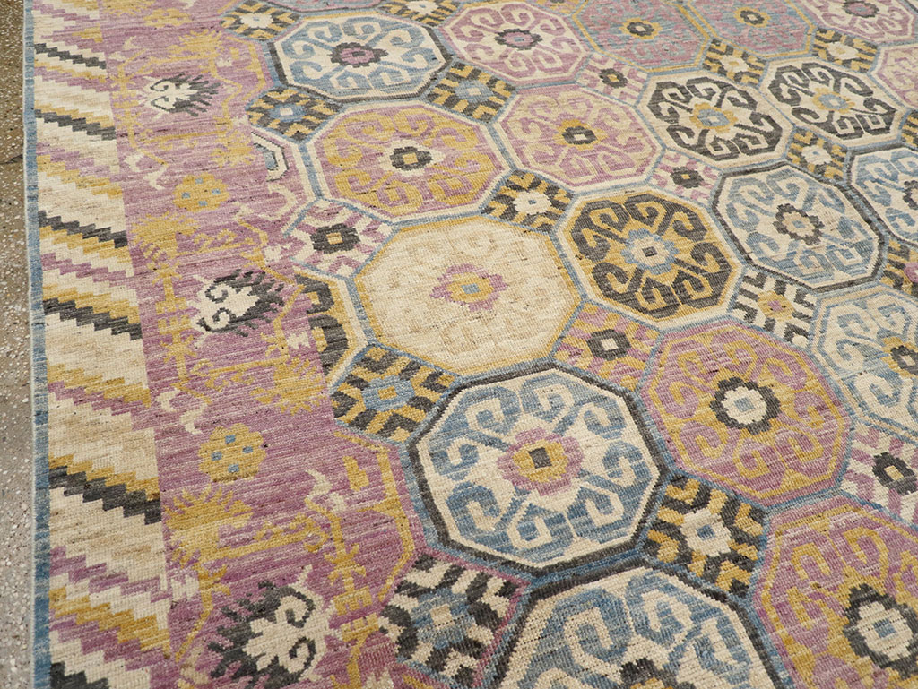 Contemporary East Turkestan Khotan Room Size Carpet, No.31719 - Staging