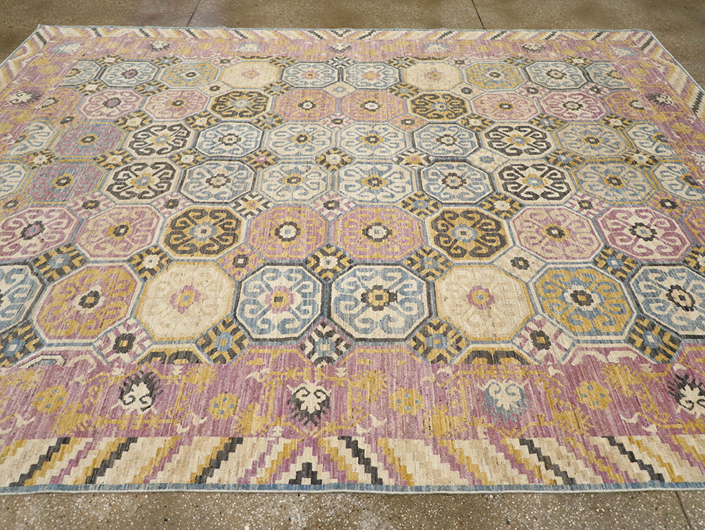 Contemporary East Turkestan Khotan Room Size Carpet, No.31719 - Staging