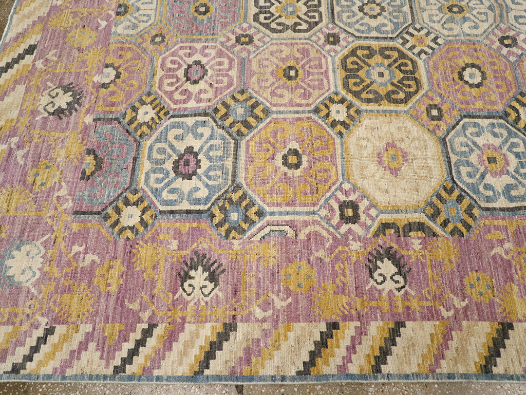 Contemporary East Turkestan Khotan Room Size Carpet, No.31719 - Staging