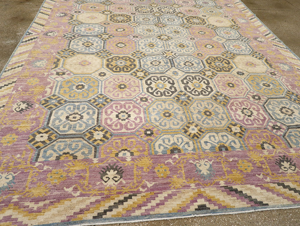 Contemporary East Turkestan Khotan Room Size Carpet, No.31719 - Staging