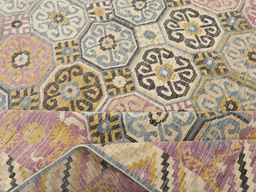 Contemporary East Turkestan Khotan Room Size Carpet, No.31719 - Staging