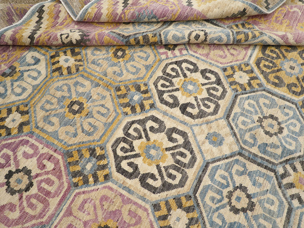 Contemporary East Turkestan Khotan Room Size Carpet, No.31719 - Staging