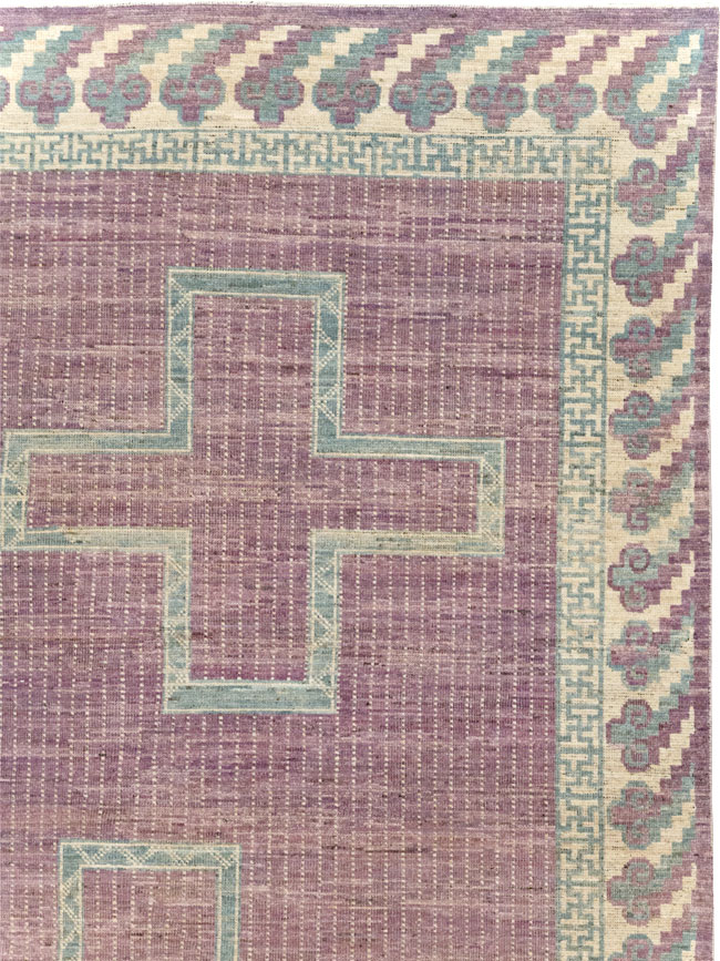 African Tuareg Inspired Modern East Turkestan Khotan Room Size Carpet, No.31720 - Staging