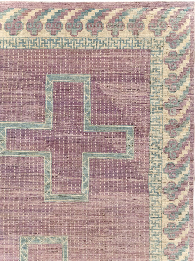 African Tuareg Inspired Modern East Turkestan Khotan Room Size Carpet, No.31720 - Staging