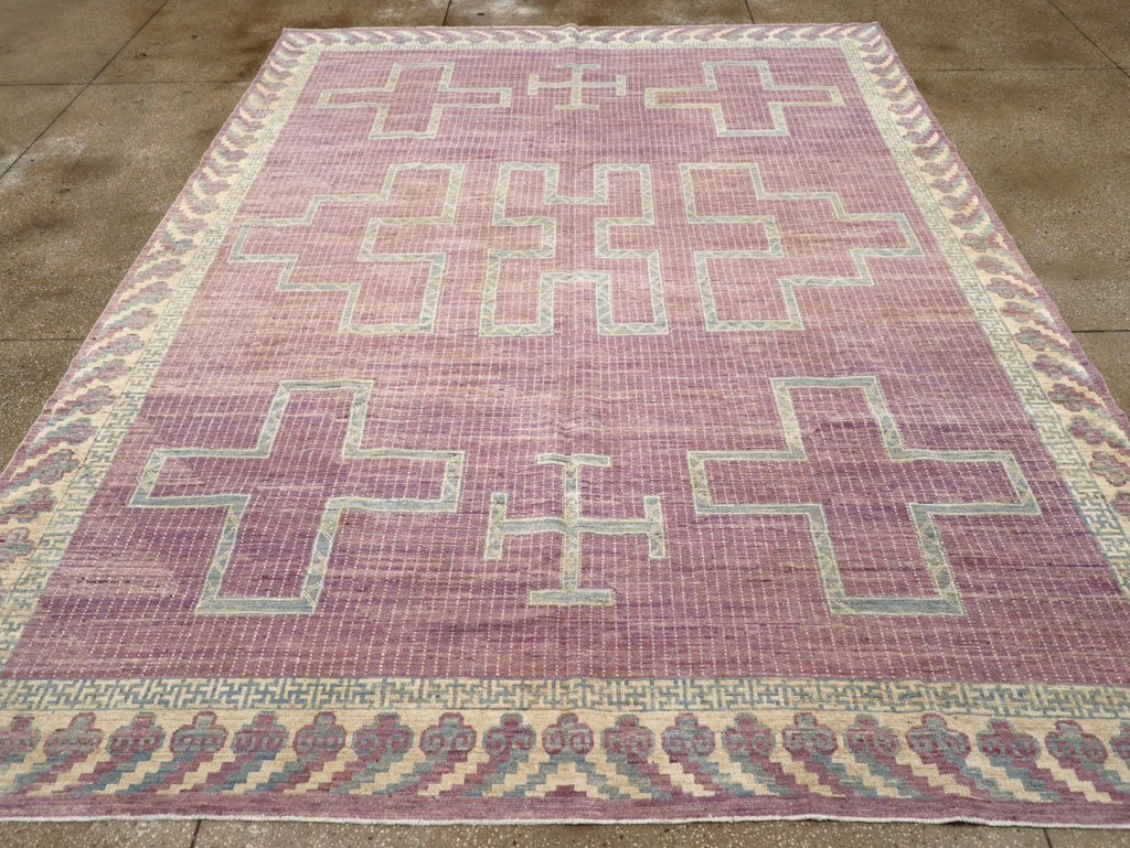 African Tuareg Inspired Modern East Turkestan Khotan Room Size Carpet, No.31720 - Staging
