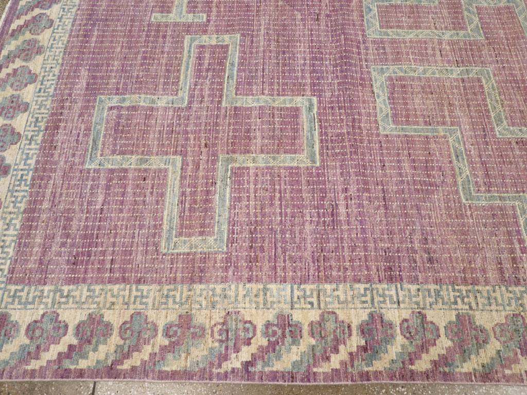 African Tuareg Inspired Modern East Turkestan Khotan Room Size Carpet, No.31720 - Staging