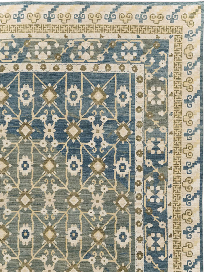 Modern East Turkestan Khotan Large Room Size Carpet, No.31721 - Staging