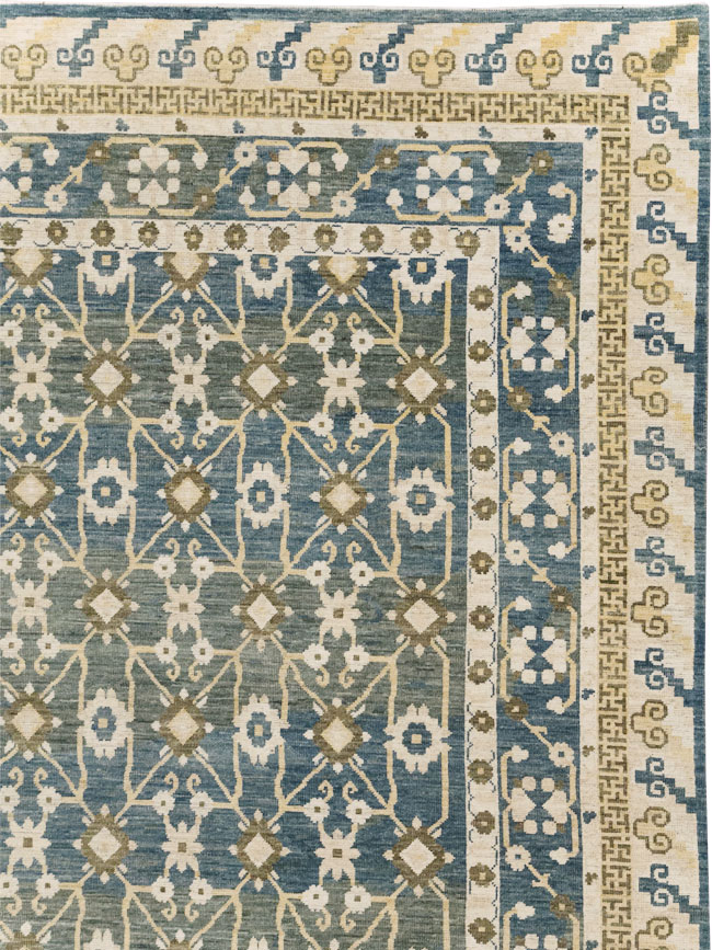 Modern East Turkestan Khotan Large Room Size Carpet, No.31721 - Staging