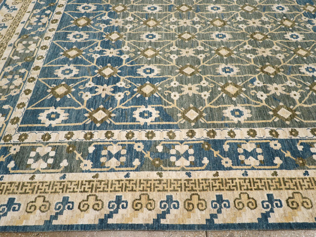 Modern East Turkestan Khotan Large Room Size Carpet, No.31721 - Staging