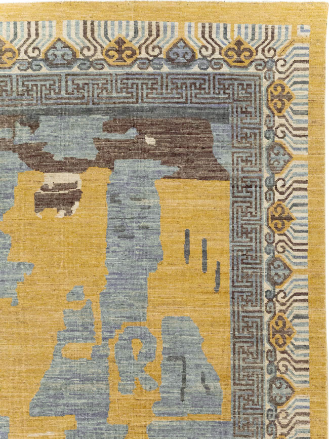 Modern East Turkestan Khotan Room Size Carpet, No.31722 - Staging