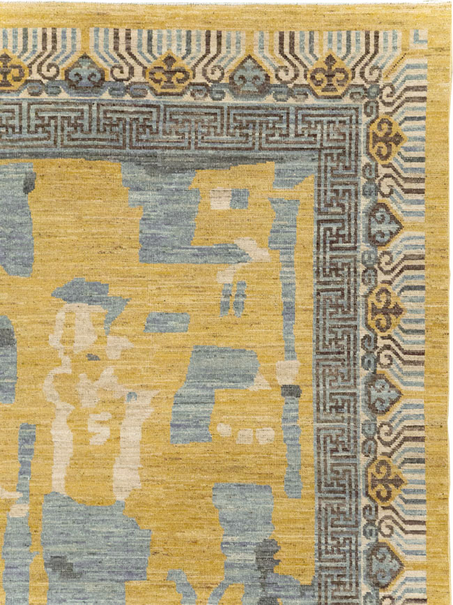 Modern East Turkestan Khotan Room Size Carpet, No.31722 - Staging