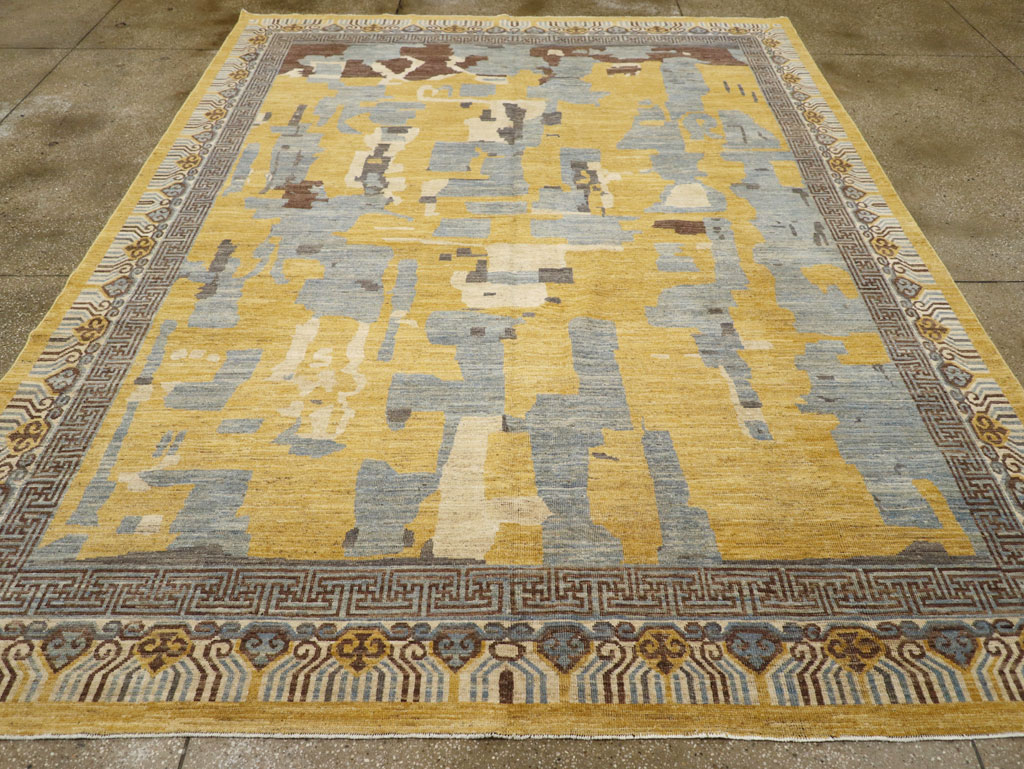 Modern East Turkestan Khotan Room Size Carpet, No.31722 - Staging